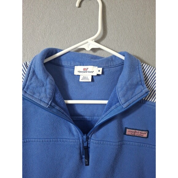 Vineyard Vines Sweatshirt Women M Blue Striped Shep Shirt 1/4 Zip Pullover - Picture 3 of 7